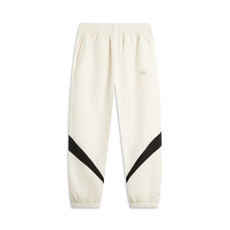 Li Ning Sports Trend Series Color Block Mid Waist Comfortable Breathable Versatile Loose Fit Jogger Knit Pants Men Pants Off-White AYKU166-2