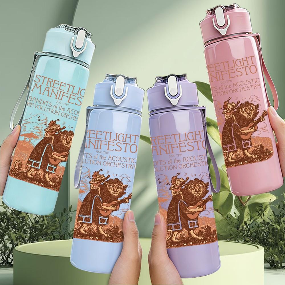 1PC Brown Bear Western Vintage Sketch Print 750ml Portable Sports Water Bottle Leakproof Gym Outdoor Travel Drink Cup