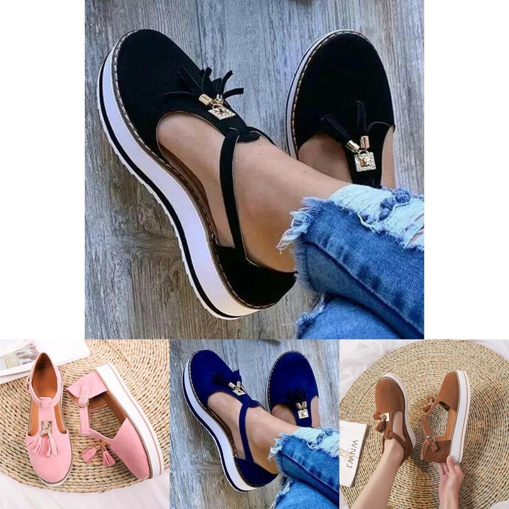 Comfortable Women Tassel Round Toe Shoes Casual Flats With Breathable Material
