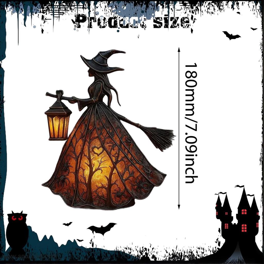 Хэллоуинская лампа ведьмы, Готический жуткий декор ведьмы с фонарем, Уникальная настольная лампа-фигурка для украшения, Стоящий ночник для домашней вечеринки
