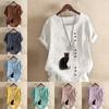 Women's Fashion Round Neck Short Sleeve T-shirt Casual Cotton Linen Graphic Shirt Leisure Loose Black Cat Prined Summer Blouse Tops
