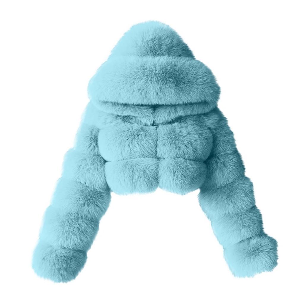 Женская модная куртка, однотонное плюшевое пальто с длинными рукавами и капюшоном