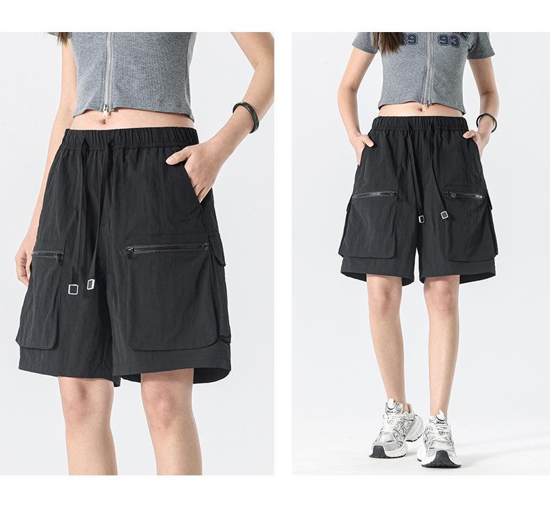 Men's Trendy Summer Loose Straight Cargo Shorts - Nylon Ice Silk, Mid-Length, Casual Fit