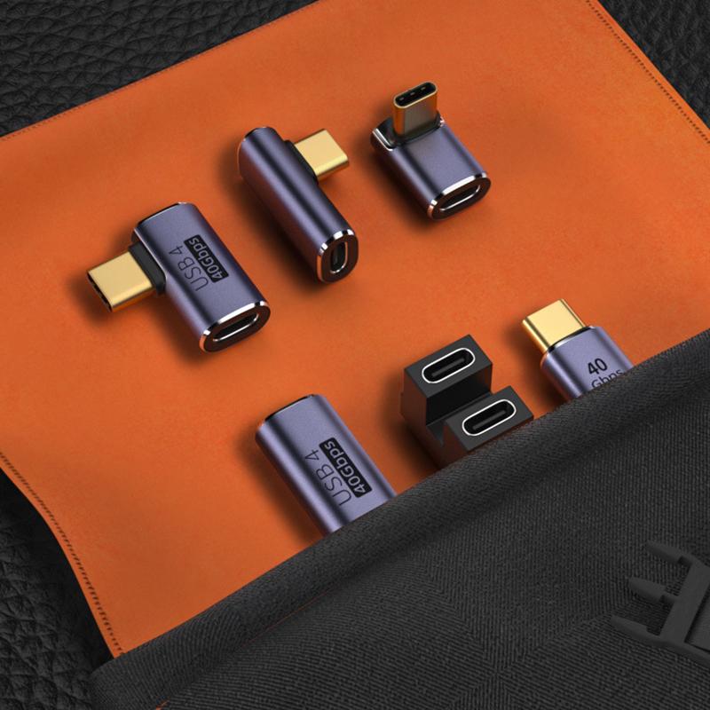 USB C 4.0 40 Гбит/с Адаптер 90 градусов 100 Вт Быстрая зарядка Type C на Type C Конвертер для Автомобильного Телефона Ноутбука