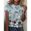 Women's T-Shirt Short Sleeve Tee Floral T Print Top Summer Round Collar Casual Fashion Top Female Concise Style Pullover
