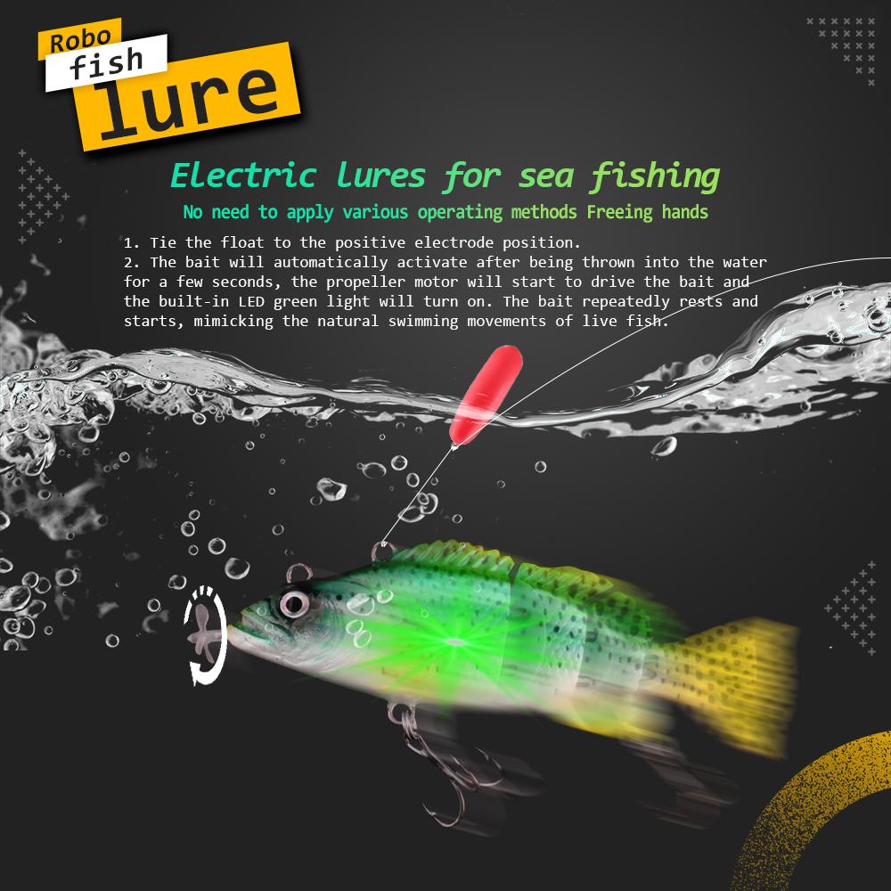 95mm 26g Auto Electric Robotic USB Rechargeable LED Flashing 4-Section Multi-Jointed ABS Hard Fishing Lures