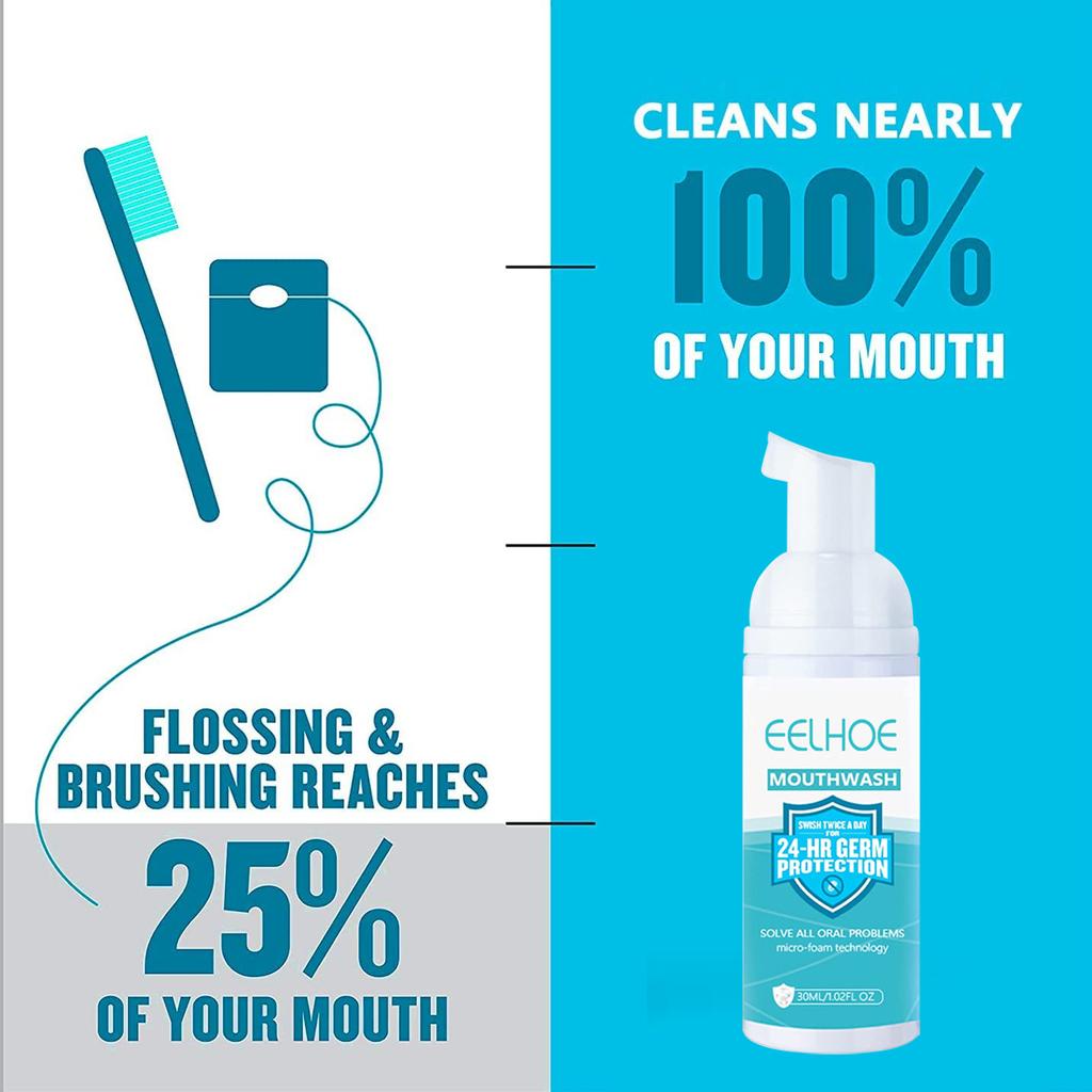 EELHOE Мусс Зубная паста Отбеливание зубов Мусс Пена для глубокой чистки Зубная паста удаляет пятна Свежее дыхание Инструменты для ухода за зубами 30 мл