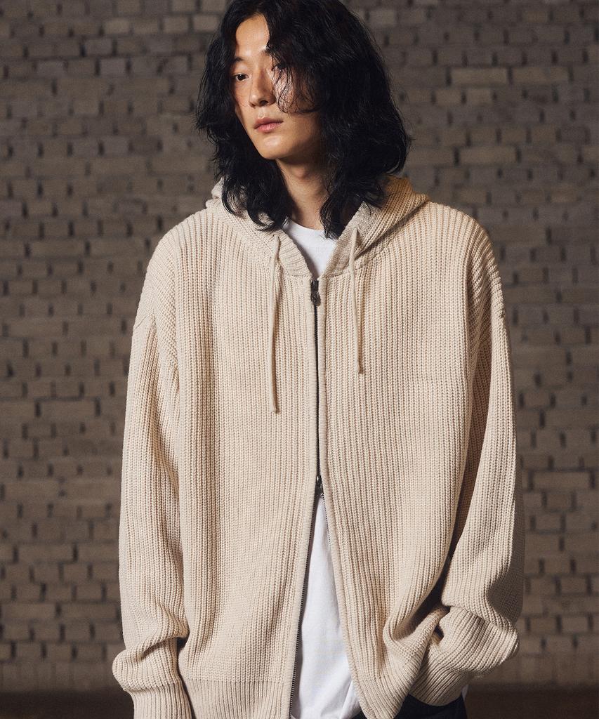 FILLUMINATE Subdude Knit Hooded Zip-Up - Ivory