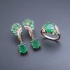 Natural Green Agate Jewelry Sets Kits 925 Sterling Silver Clasp Earrings Ring Gemstone Jewelry for Women Wedding Elegant