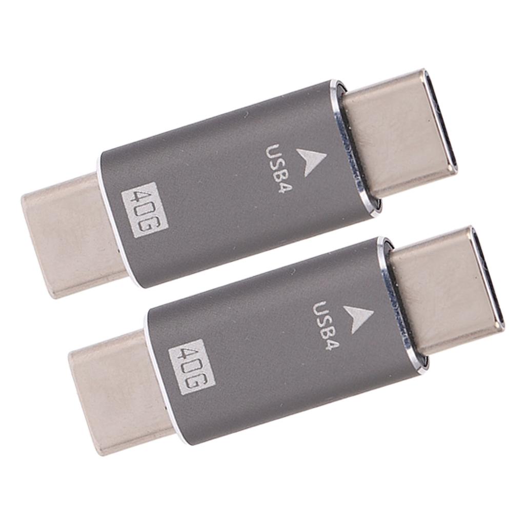 2Pcs USB C Male to Male Adapter 8K 40Gbps 100W Fast Charging Alloy Compact Mini USB C Adapter Connector for PCs