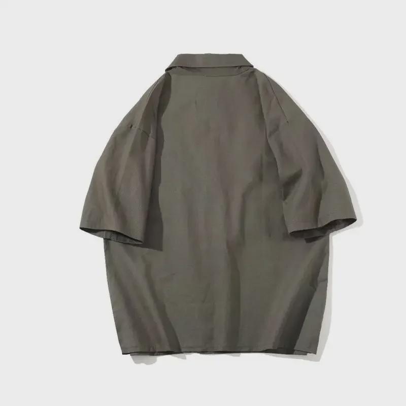 Мужская ретро японская рубашка свободного кроя с рукавами-пятью