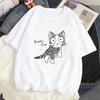 Korean Fashion Tees Summer Kawaii T-Shirt Japanese Cartoon Cute Cat Short Sleeved Tshirt Pet Graphic Blouse Streetwear Clothes