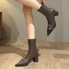 New Autumn/winter Fashionable Elegant Trendy Short Boots with Pointed Toes Square Heels Comfortable Ladies Catwalk Fashion Boots