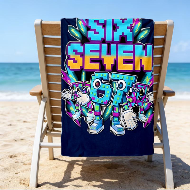 Space Adventure With Six Seven 67 Microfiber Beach Towel, Lightweight And Quick-Dry, for Summer Travel, Beach Essential, Swimming Pool Outdoor