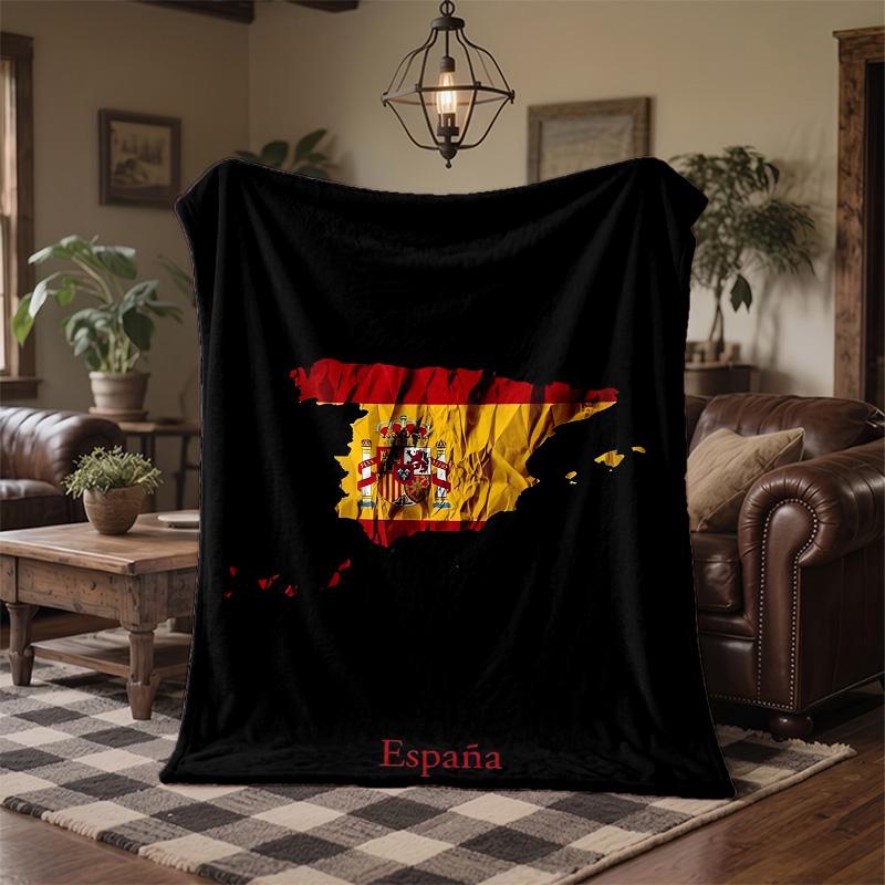 Spain Print Flannel Blanket Soft Warm Sofa Bed Throw Blanket For Home Office Bedroom