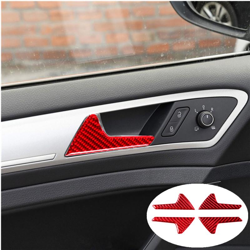 Защитное украшение салона автомобиля, красная наклейка из углеродного волокна для Volkswagen VW Golf 7 GTI MK7 2014-Стайлинг