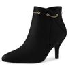 Allegra K Women's Black Ankle Boots with Side Zipper and Stiletto Heels, Size 25.5cm