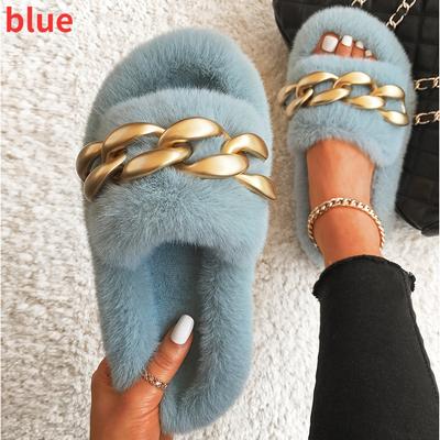 Женские меховые тапочки, пушистые, длинные, плюшевые, теплые тапочки, роскошные тапочки, стринги