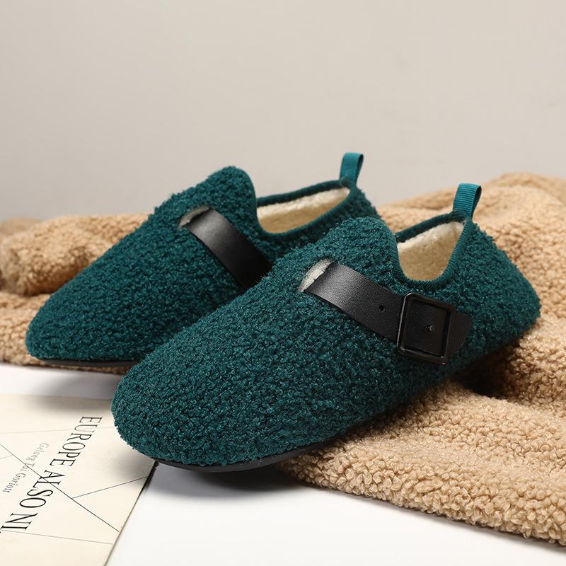Новые хлопковые туфли на мягкой подошве из овечьей шерсти, повседневные уличные, с начесом, утолщенные, теплые туфли-бини, пушистые туфли