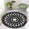 Mandala Round Rug Black and White Circle Rug Soft Room Carpet Non Skid Backing Chair Mat Decorate Playroom