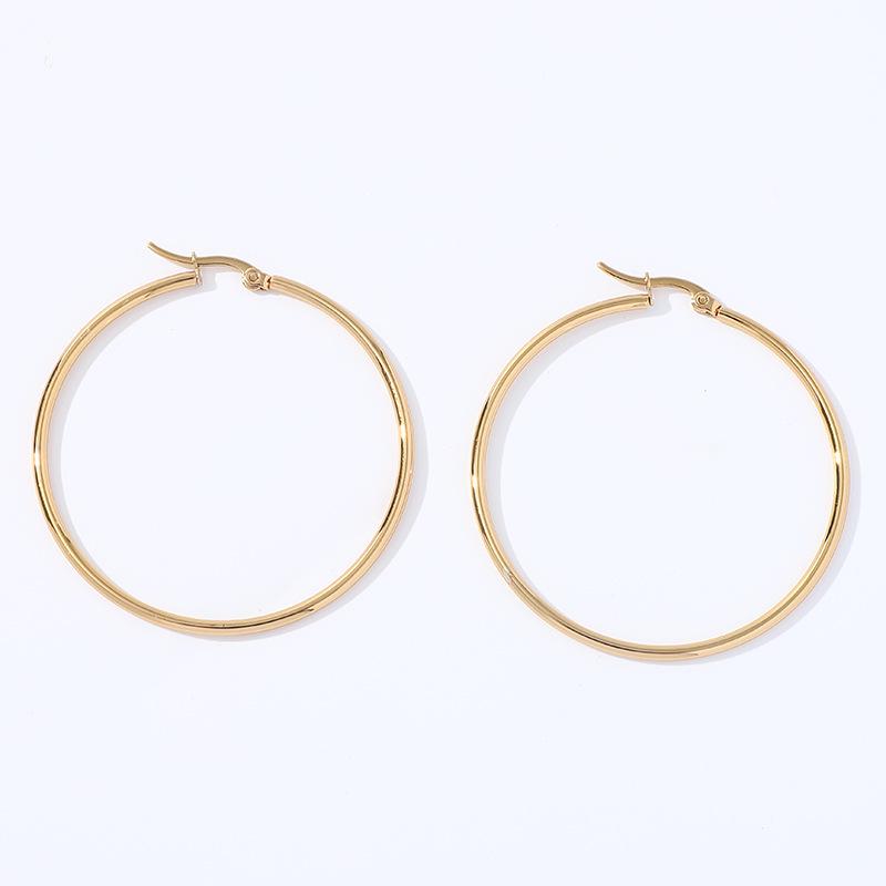 Серьги-кольца из нержавеющей стали с геометрической пятиконечной звездой золотистого оттенка