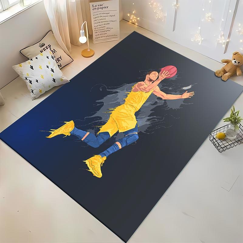 "Basketball Player Graphic Carpet with Blue and Yellow Design" Suitable for use as an anti-slip for living room bedroom sofas