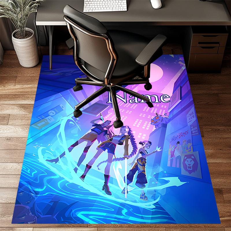 Custom KPop Demon Hunters Mat Personalized Name, Polyester Washable Indoor Entryway Rug, Gift for Christmas, Easter, Thanksgiving Day