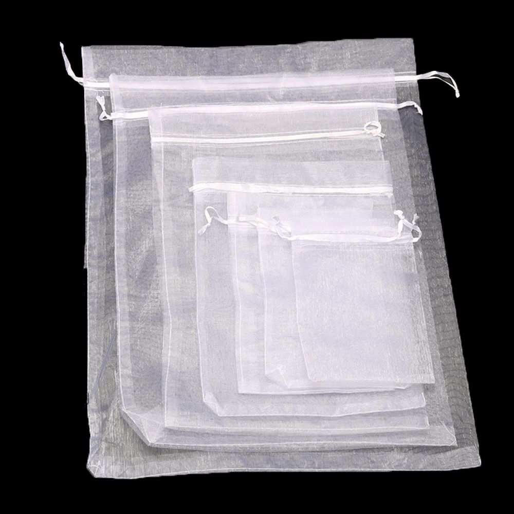Jewelry Packing Christmas Favor Gift Bags White Pouches Organza Gauze Sachet Drawstring Pocket