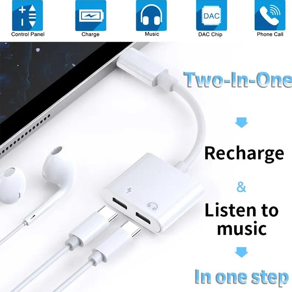2 In 1 USB-C To 3.5mm Jack Audio Converter Dual Type C Charging Adapter Connector Splitter For iPhone 16 15 Huawei Xiaomi Samsun