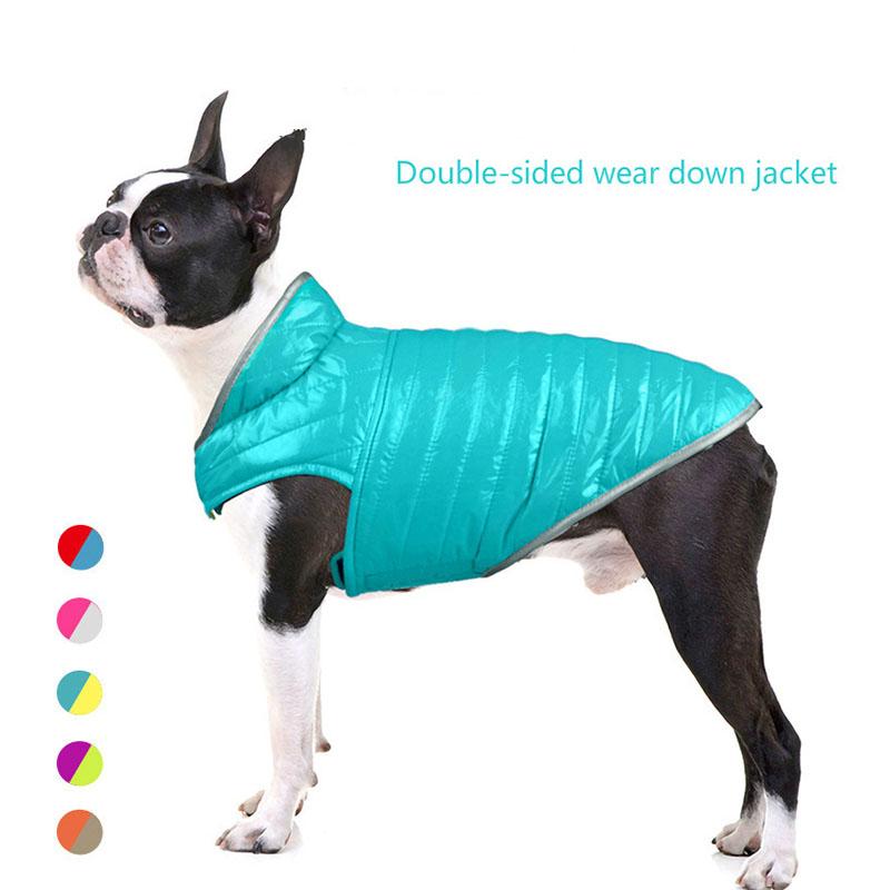 Autumn Winter Pet Clothes Reflective Dog Down Jacket Double-sided Nylon Spinning Waterproof Warm Dog Jacket Clothes Small Dogs