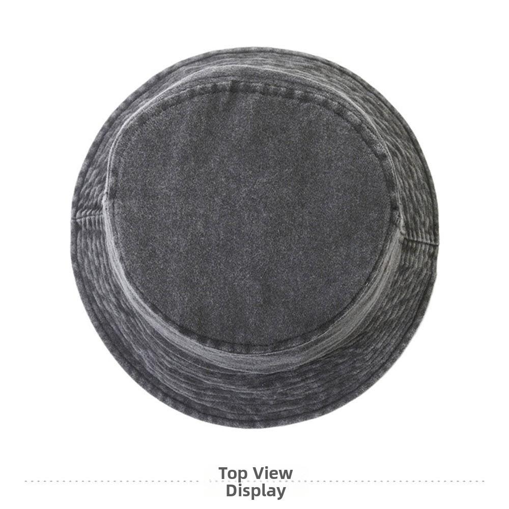 Washed Denim Fisherman Hat Solid Color Sun Hat Retro Style Boonie Hat  Beach Activities