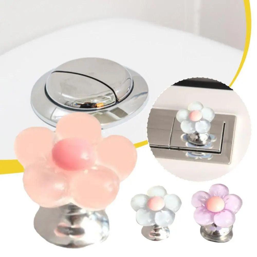 Self-Adhesive Toilet Tank Button Flower Shape Water Press Flush Button  Bathroom Decor Accessories