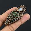 Azurite Malachite & Rainbow Moonstone Pendant, 999 Copper Wire Wrapped Gemstone Jewelry, Handmade Pendant, For Thanksgiving