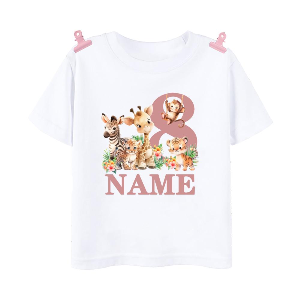 Personalized Birthday Shirt 19 Year Shirt Wild Tee Girls Wild Jungle Theme Party Tshirt Animal with Name Outfit Kids Tops Gift