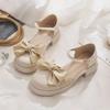 Hollow Flat-bottom Bow Small Leather Shoes Mary Jane Shoes Women's 2025 Summer Fashion Single Shoes Women's Skirt Sandals Women's