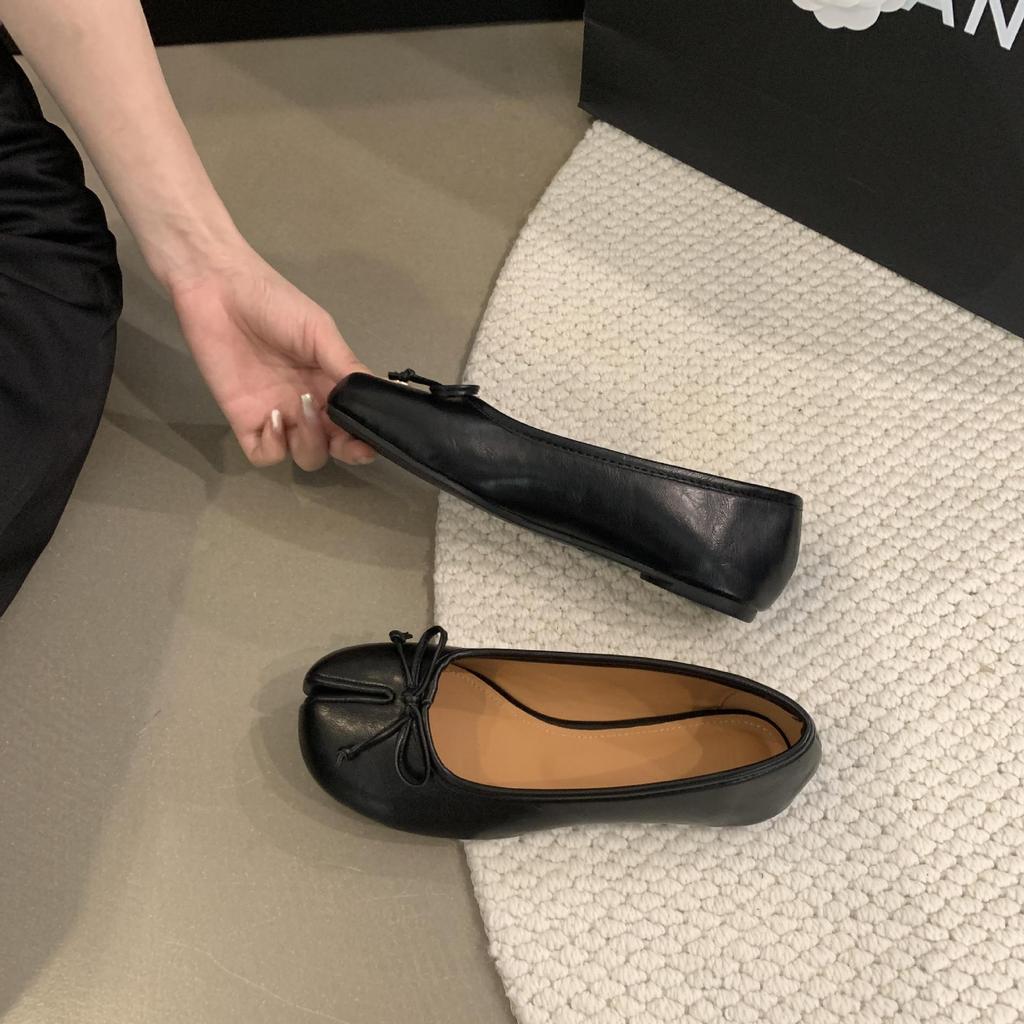 Fashion Soft Leather Split Toe Women Tabi Ballet Flats Spring Autumn Comfortable Walking Lazy Loafers Women Slip-On Casual Shoes