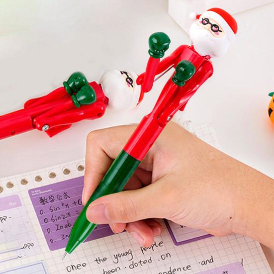 Christmas Creative Boxing Pen with Moving Figure Fun Animated Novelty Ballpoint Pen Students Stress Relief Neutral Pen for Office Gag Gifts