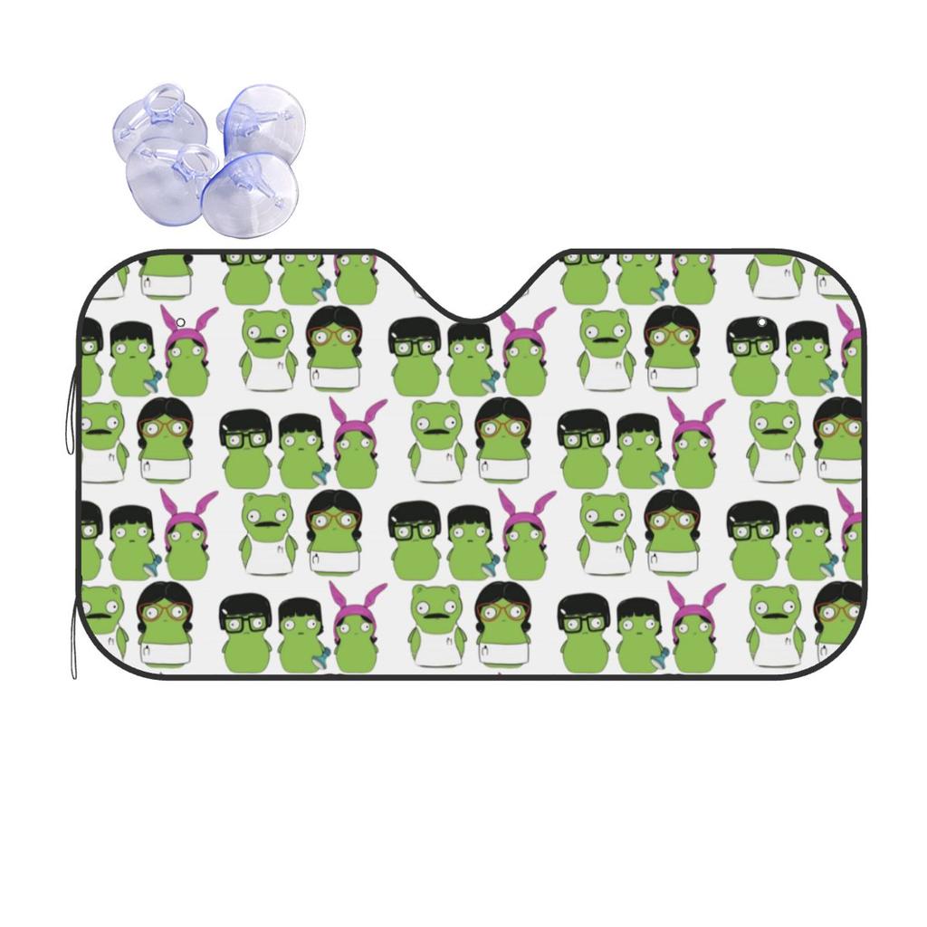Cute Louises Foldable Sunshade Windscreen Bobs Burger Anime Aluminium Foil Car Sunshade Solar Protect