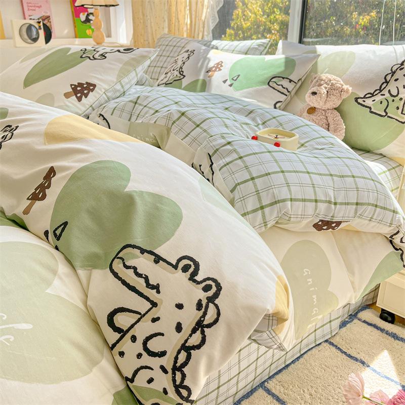 Комплект постельного белья из четырех предметов, пододеяльник из чистого хлопка с цветочным рисунком, простыня для спальни из трех предметов