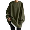 Long Sleeve Brushed Fleece Round Loose Plus Oversized Solid Korean [MlleeSSeeldyTRC] Women's Hoodie, Pullover, Neck, Fit, Size, Sweatshirt, Color,