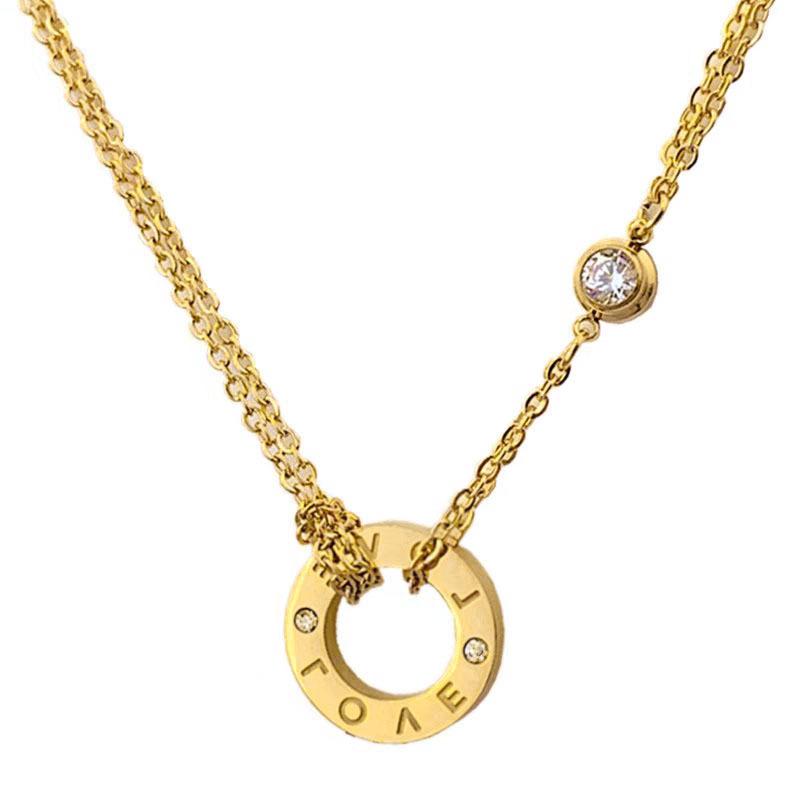 Титановое стальное кольцо Любовь Персонализированное Минималистичное Печь Настоящее золотое ожерелье Женская цепочка на ключицу С