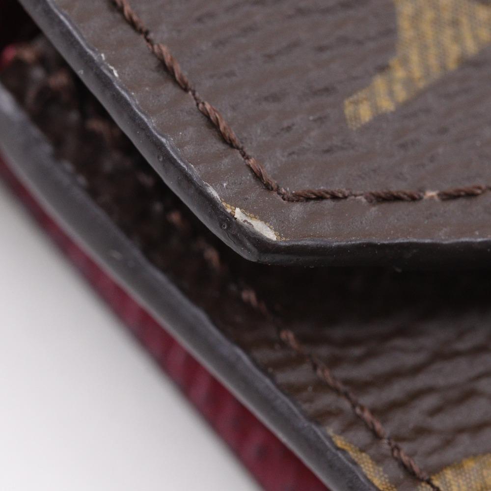 Louis Vuitton Portefeiulle Victorine Tri-fold Wallet M41938 Fuchsia Monogram Fuchsia Wine-red Monogram Canvas Women Used