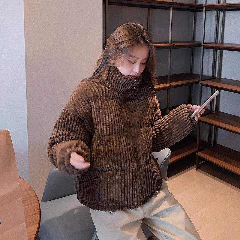 Осенне-зимняя куртка, короткая, корейская, вельветовая, верхняя одежда, женское, пуховое, хлопковое, пальто Parker, повседневное, теплое, женское, студенческое, пальто