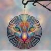 Dreamy Cat 3D Wind Chime Metal Art Hanging Decor for Outdoor Garden Courtyard Spinning Pinwheel Wind Catcher Home Ornament