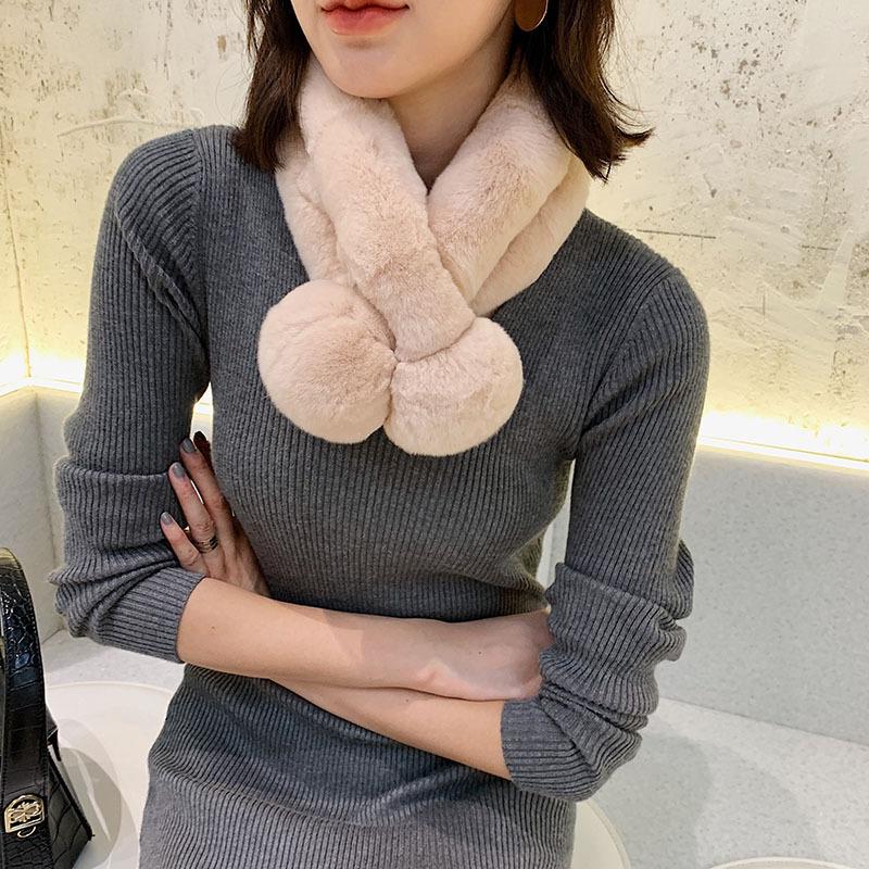 Шарф из натуральной шерсти кролика Рекс с большим комком шерсти, женский осенне-зимний теплый утолщенный мех из натуральной шерсти, шарф, женский шейный платок, детский Tide