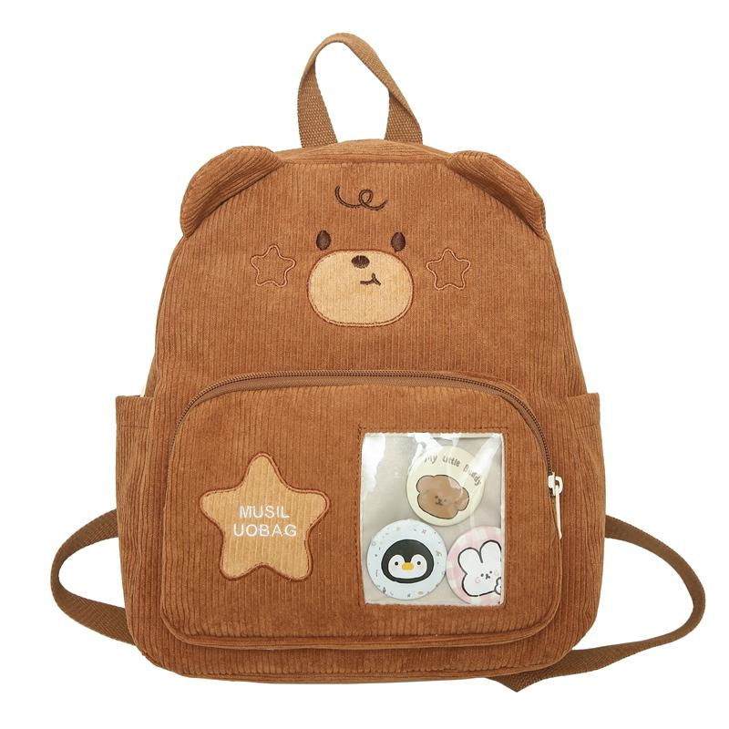 Мультяшный медведь детский сад школьный рюкзак вельветовый рюкзак для учеников начальной школы