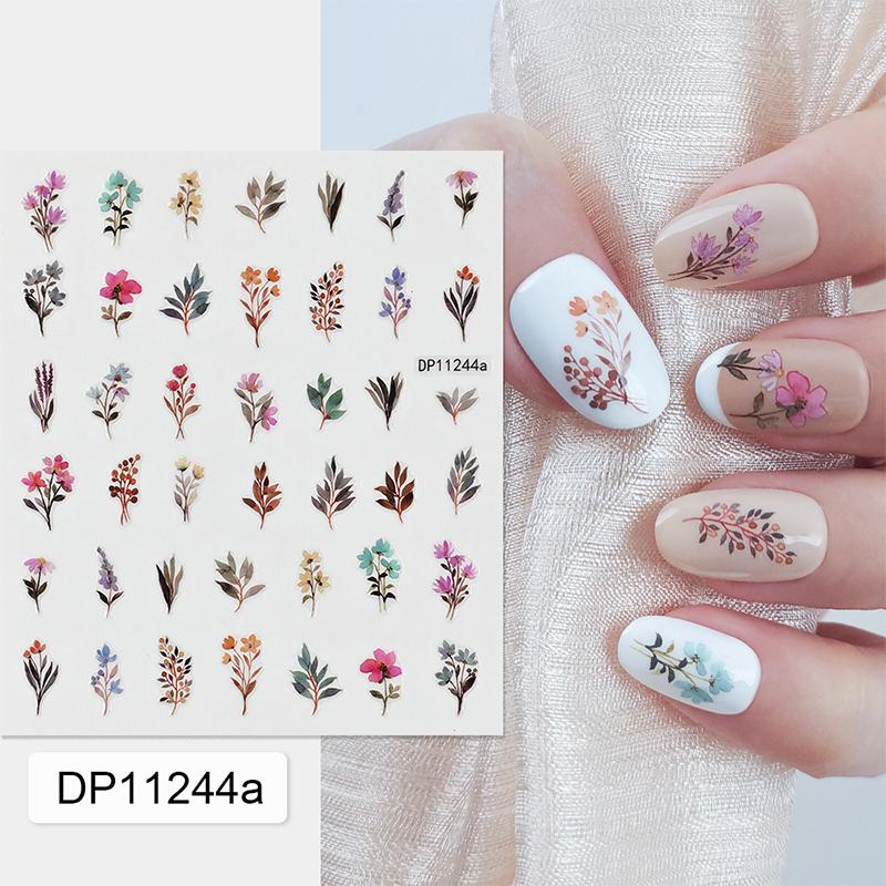 3D Nail Art Decals Summer Petals Florals Colorful Flowers Adhesive Sliders Nail Stickers Decoration For Manicure