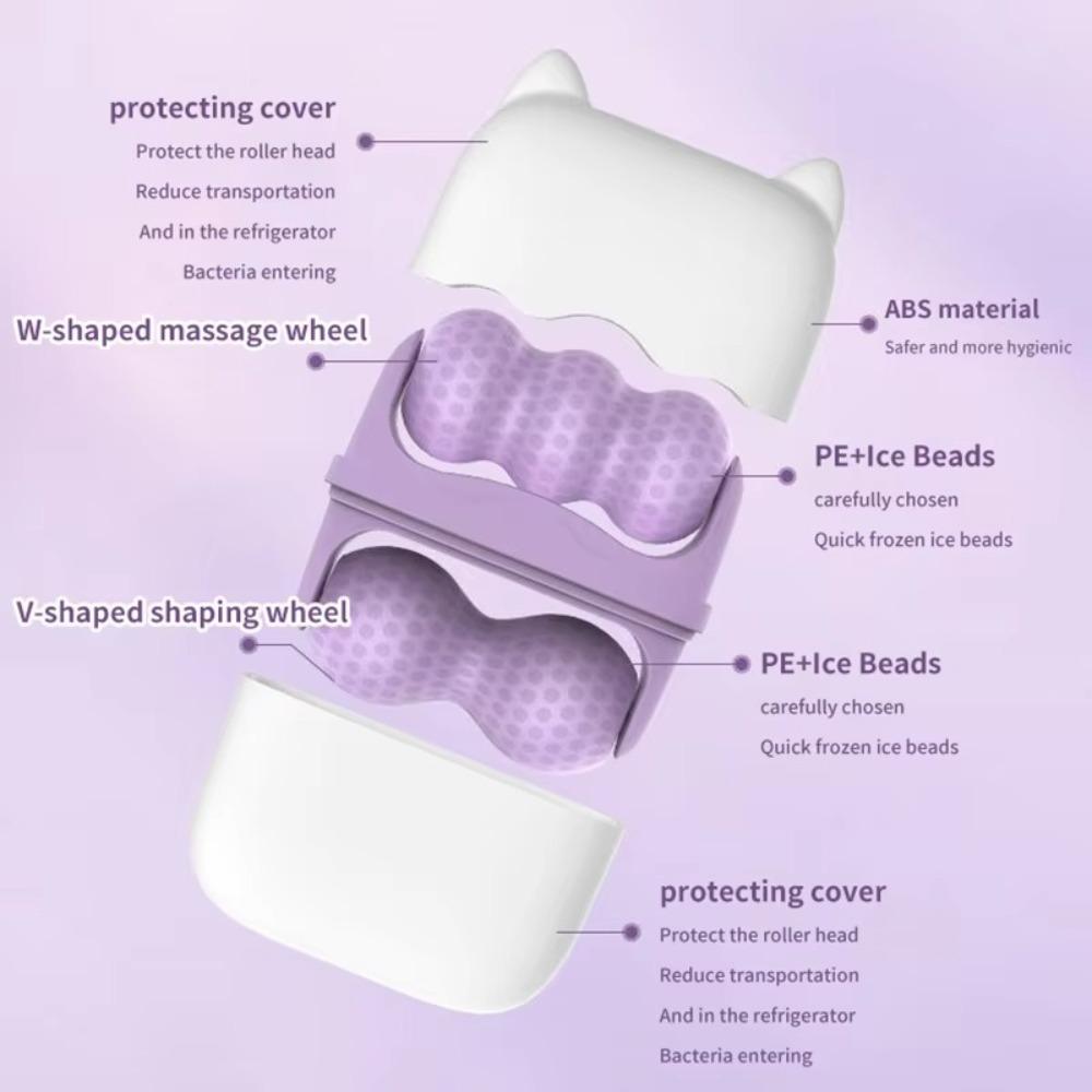 2 In 1 Face Massage Roller W and V Ice Shaping Handheld Ice Roller Double Headed Cold Compress Skin Cooling Massager