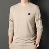 Футболка с длинными рукавами, мужская, весна-осень, новый топ с круглым вырезом, повседневная, универсальная, модная, простая, мужская толстовка, нижняя рубашка