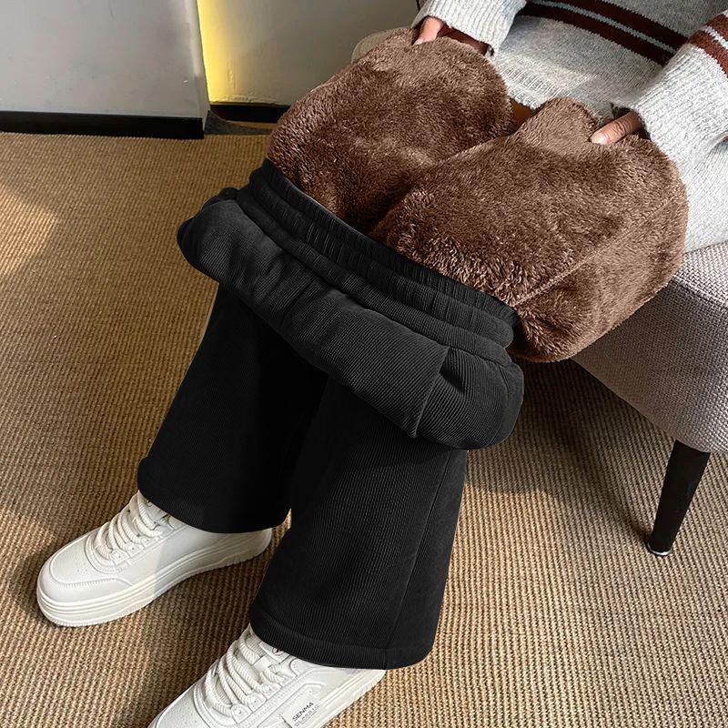 Women's Winter 2025 Fleece-Lined Versatile Pants: Thickened, Narrow-to-Wide-Leg, Casual Straight-Leg Outerwear
